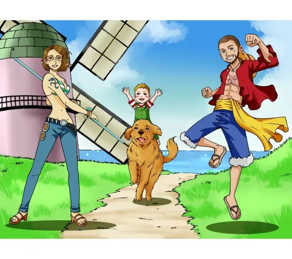 Marcella e la sua famiglia diventano un manga stile One Piece