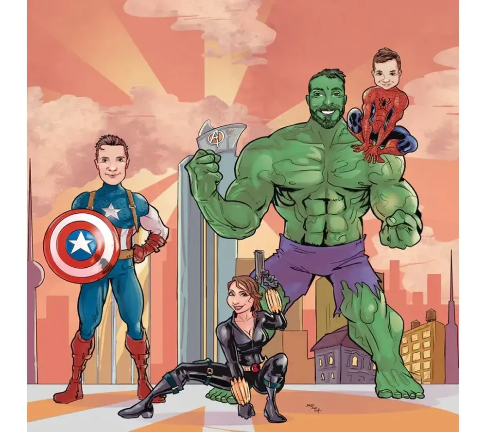 Trasforma la tua famiglia in Supereroi con un fumetto personalizzato Avengers