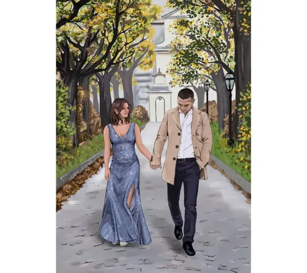 Illustrazione su tela per sposi: il regalo di Cristian a sua moglie per il primo anniversario